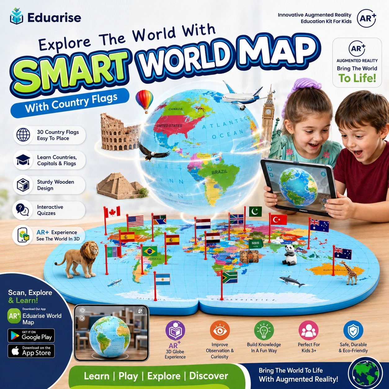 AR World Map - Wooden